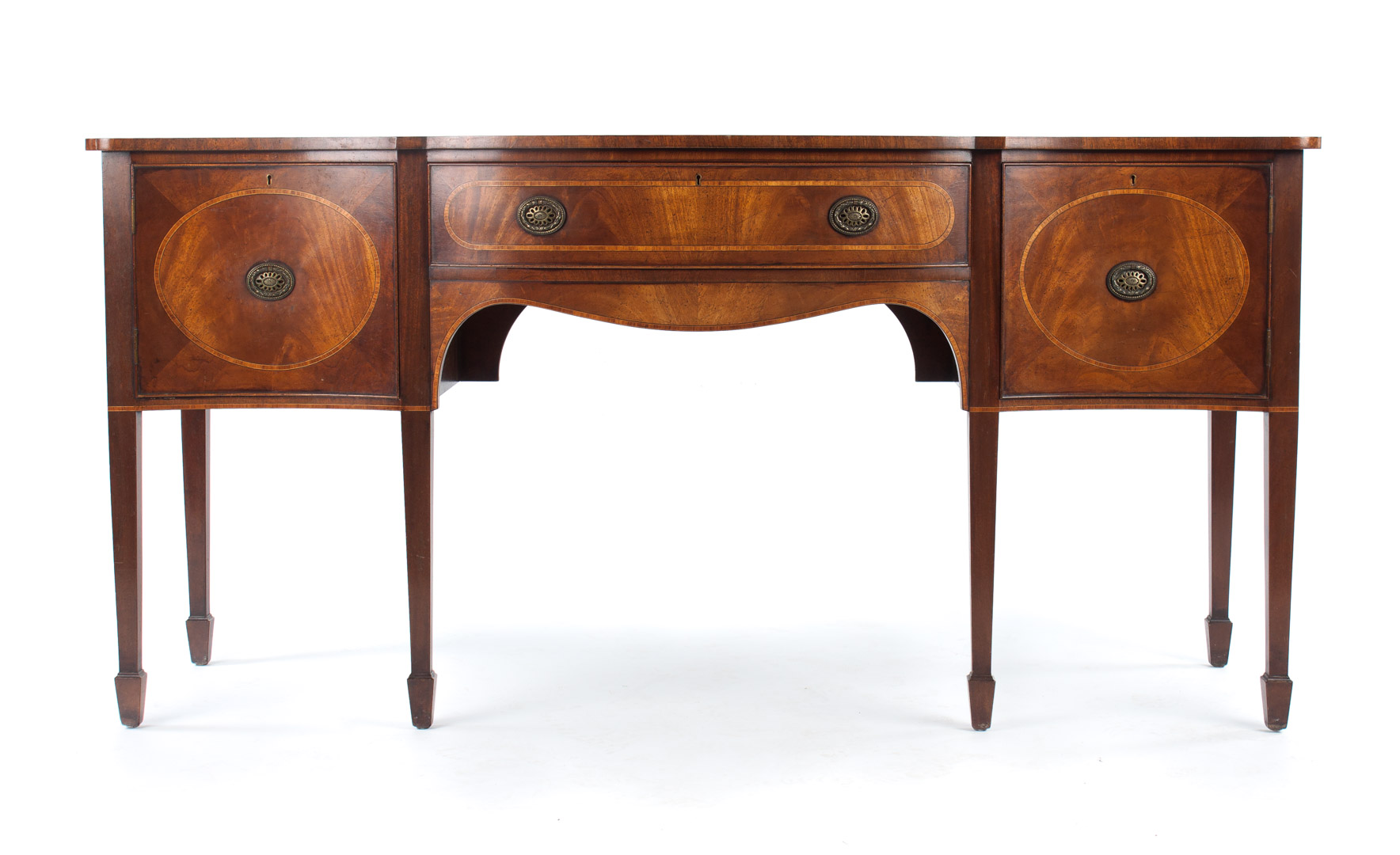 Appraisal: English George III style inlaid mahogany sideboard th century flat