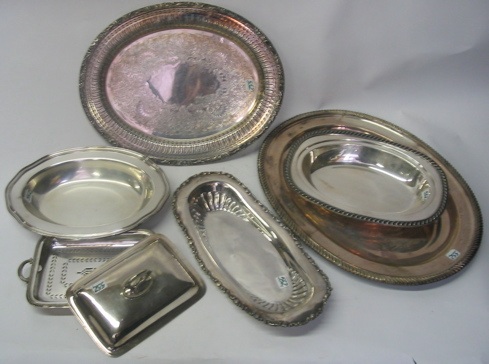 Appraisal: A GROUP OF SEVEN SILVERPLATED TABLE ACCESSORIES including a covered