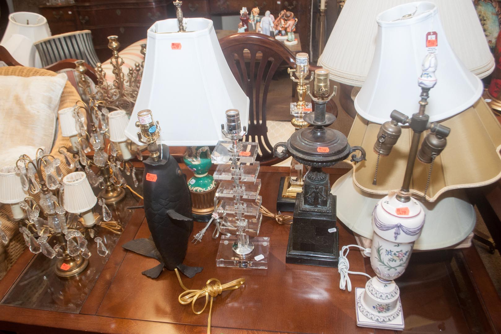 Appraisal: Eight table lamps some with shades Undernumber