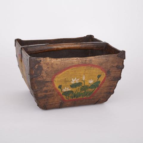 Appraisal: Wooden Rice Basket th Century Condition wear consistent with age