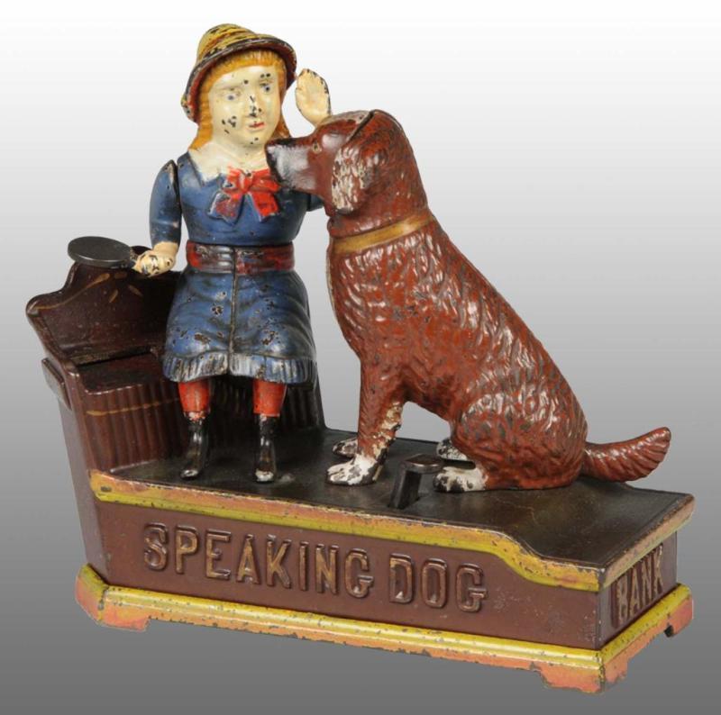 Appraisal: Cast Iron Speaking Dog Mechanical Bank Description Manufactured by Shepard