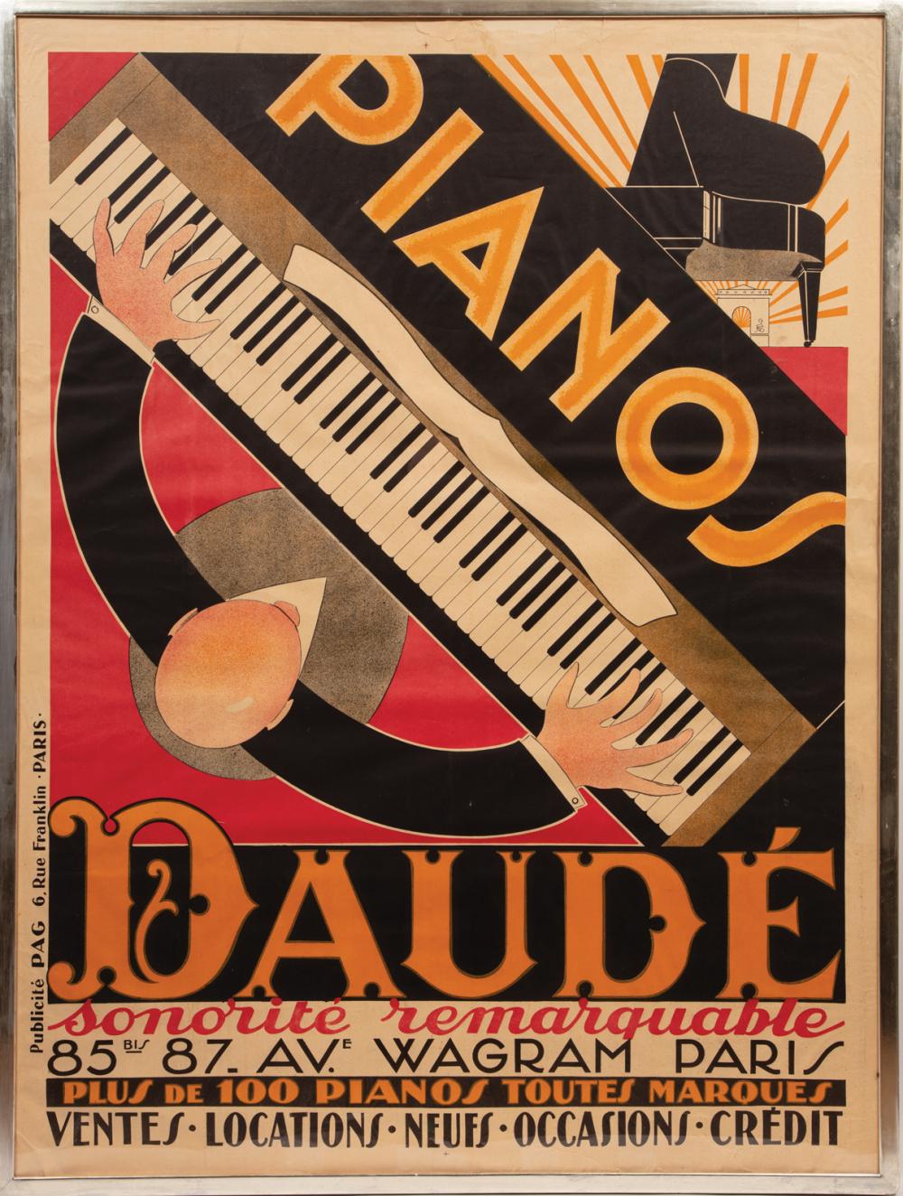 Appraisal: After Andr Daud French - Pianos Daud color lithograph printed