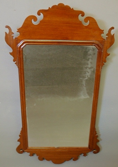 Appraisal: - English Chippendale mahogany mirror c with carved crest and