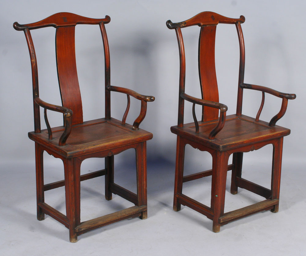 Appraisal: - Pair of Chinese Armchairs Pair of Chinese high back