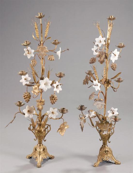 Appraisal: PAIR OF CANDLELABRA Possibly France late th century gilt brass