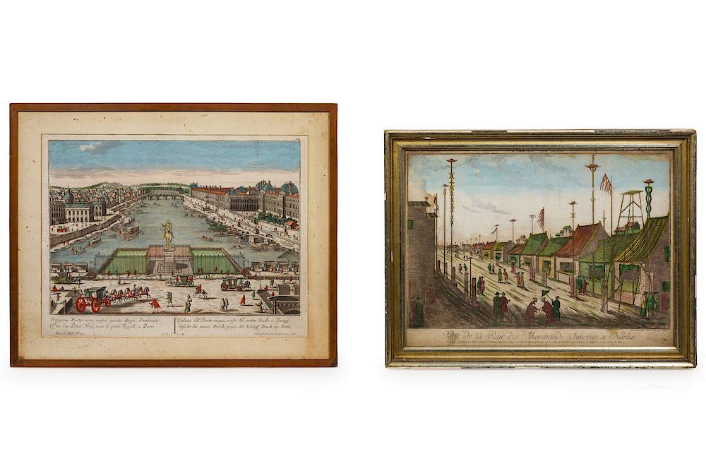 Appraisal: Two Handcolored Engravings Larger x Two Handcolored Engravings Larger x