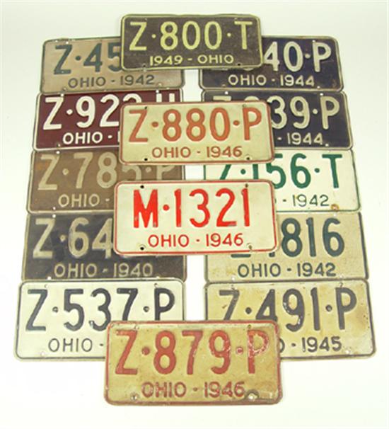 Appraisal: Seven Matched Sets of 's Ohio License Plates two plates