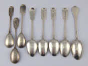 Appraisal: Fiddle pattern silver Three Victorian Irish mustard spoons and four