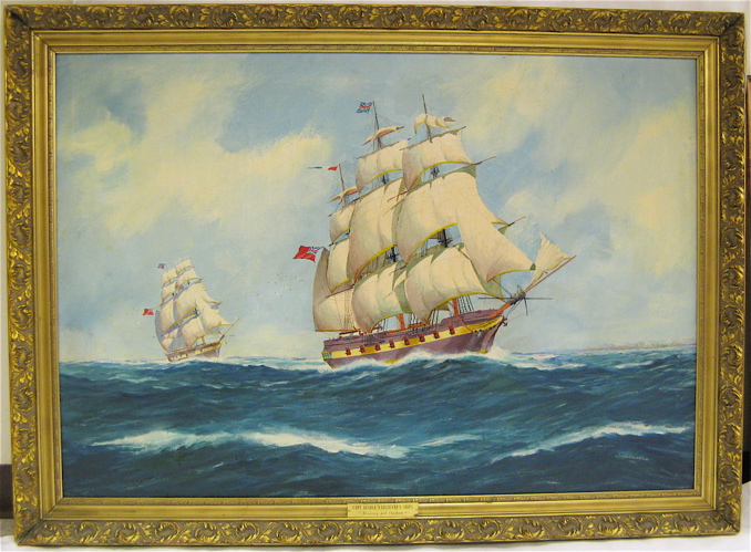 Appraisal: JOHN W HARDCASTLE OIL ON CANVAS American - British three-masted