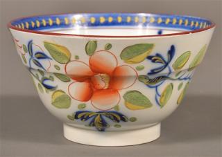 Appraisal: Gaudy Dutch China Single Rose Waste Bowl Gaudy Dutch Soft