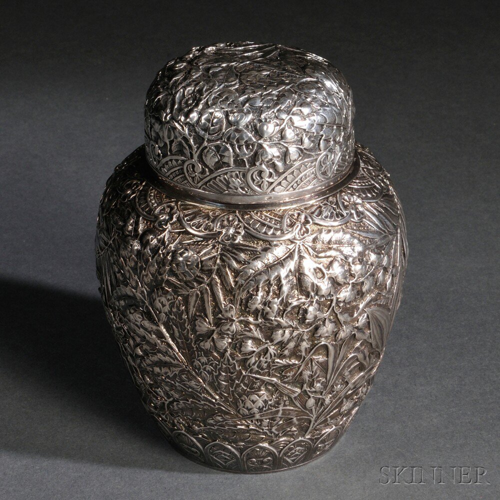 Appraisal: Dominick Haff Aesthetic Movement Sterling Silver Tea Caddy New York