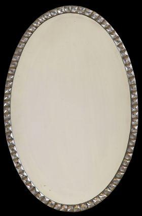 Appraisal: IRISH REGENCY FACETED TILE-MOUNTED OVAL MIRROR The border with faceted