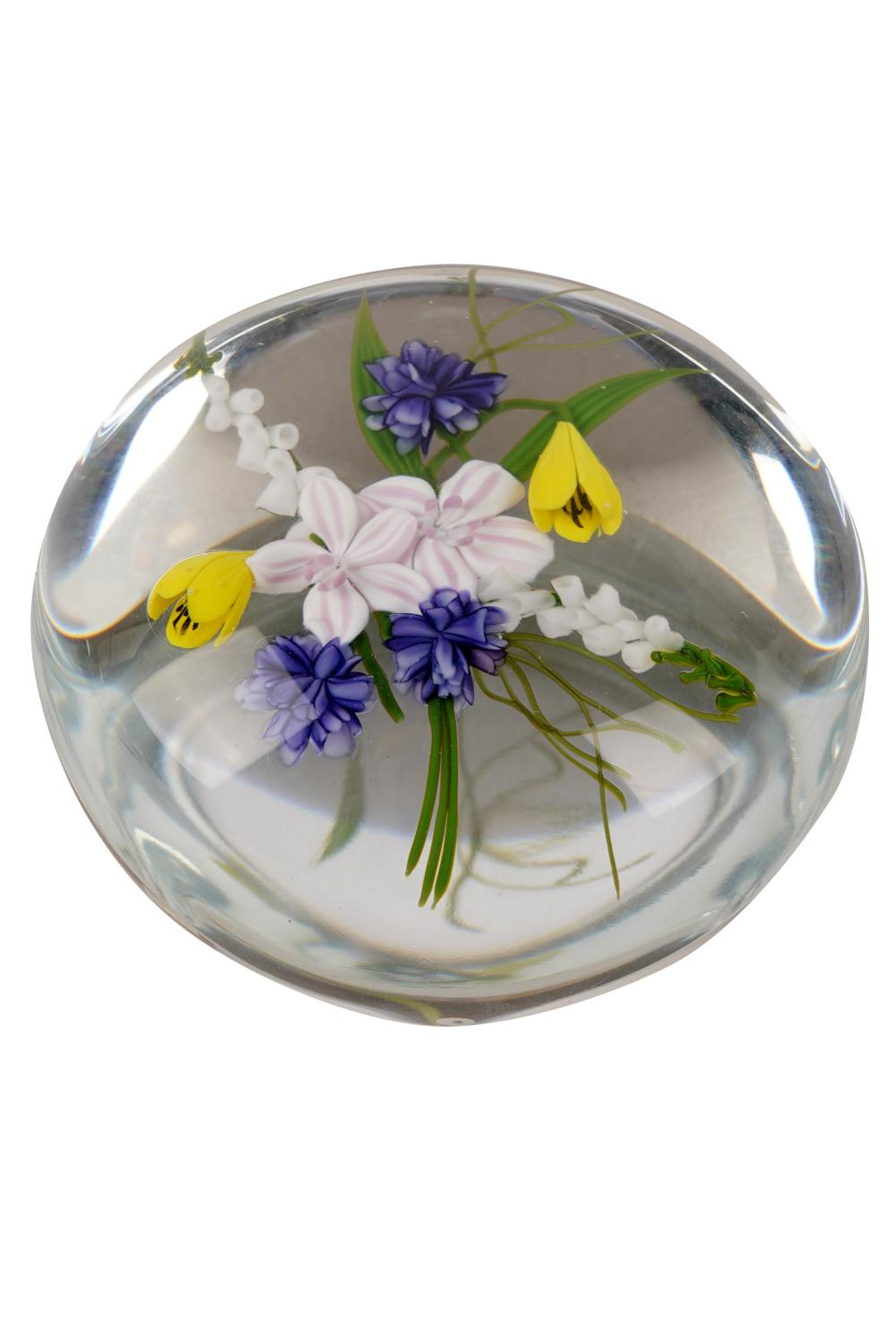 Appraisal: PAUL STANKARD GLASS FLOWER PAPERWEIGHTsigned on side S A inches