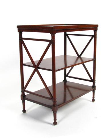 Appraisal: English style mahogany three-tiered occasional table h x top