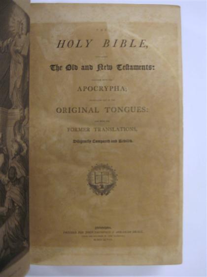 Appraisal: vols Bible in English The Holy Bible The Old and