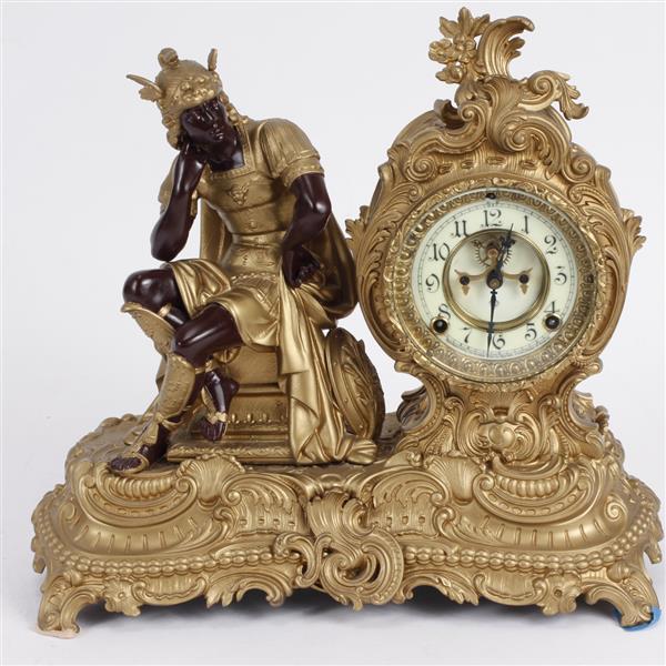 Appraisal: Ansonia figural gladiator mantle clock Refinished H x W