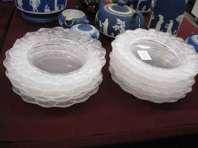 Appraisal: Set of Lalique French Crystal Plates frosted leaf border ''