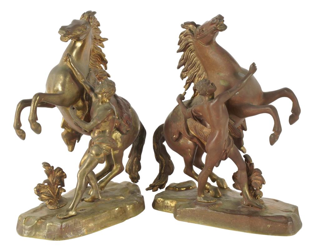 Appraisal: PAIR OF BRASS EQUESTRIAN BOOKENDSunmarked Condition oxidation throughout each missing