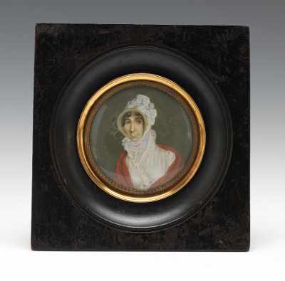 Appraisal: Unsigned Miniature Portrait ca Delicately painted honest portrait of a