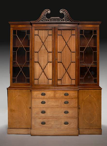 Appraisal: A George III style mahogany breakfront entertainment center second quarter