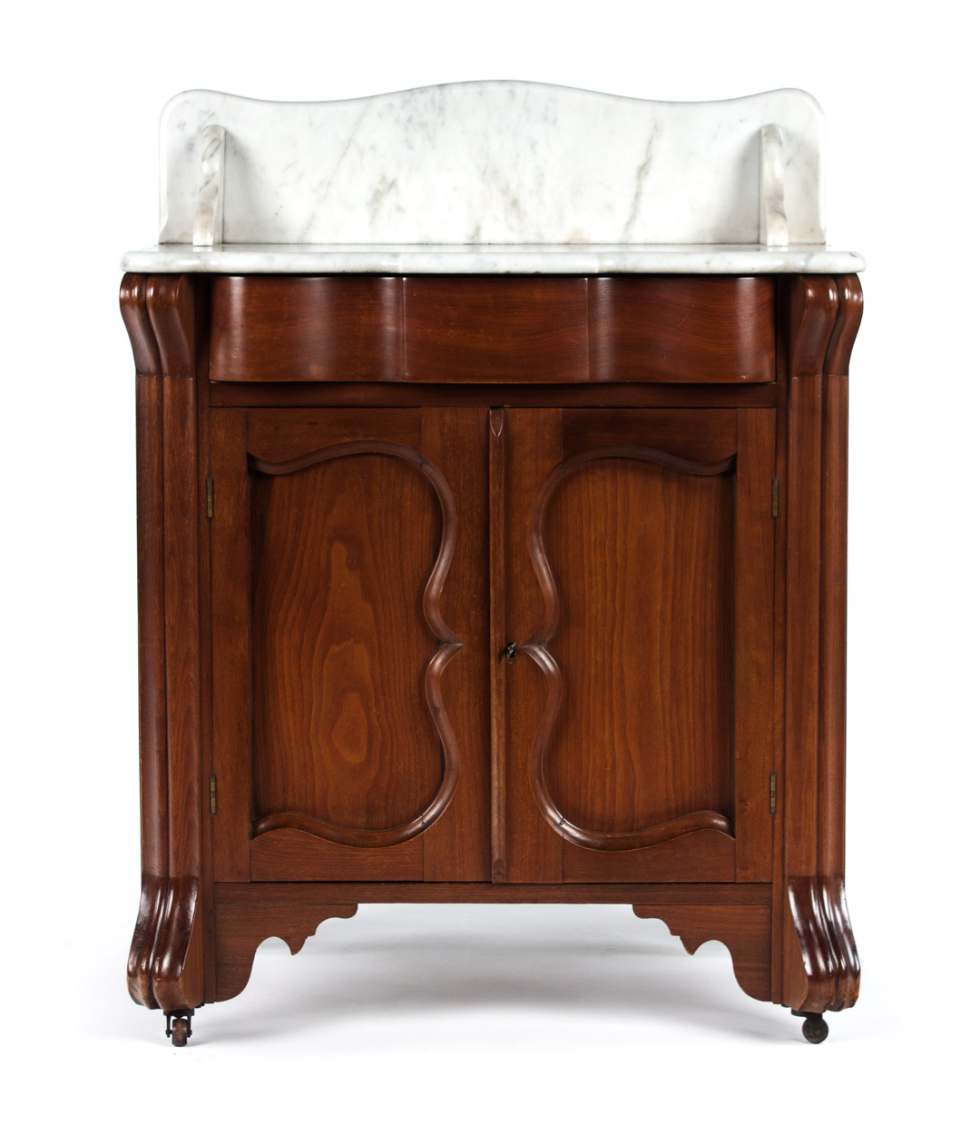 Appraisal: American Rococo Revival marble top washstand mid- th century serpentine