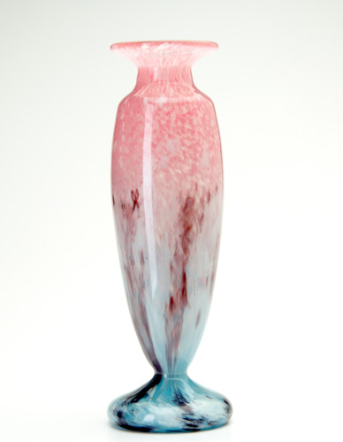 Appraisal: CHARLES SCHNEIDER Baluster vase in mottled shades of pink blue