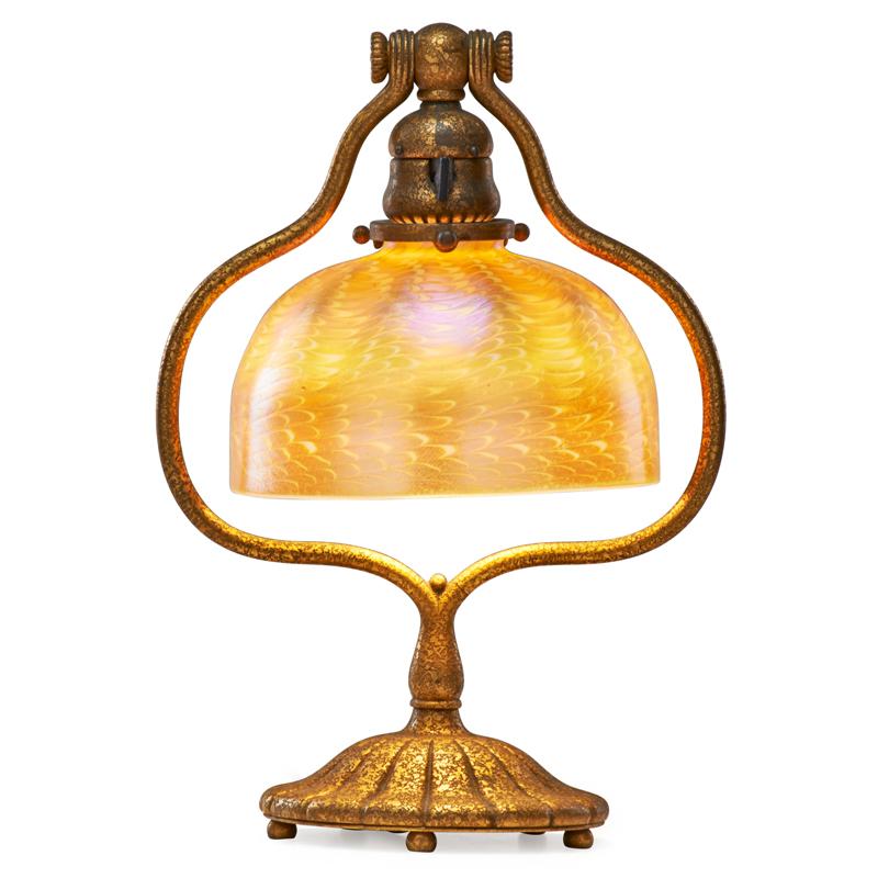 Appraisal: TIFFANY STUDIOS Desk lamp Wave pattern shade Condition Report Overall