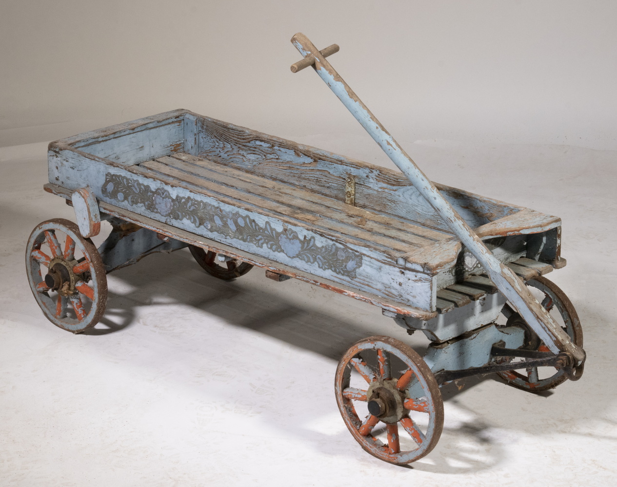 Appraisal: CIRCA AMERICAN CHILD'S PLAY WAGON IN SKY BLUE PAINT Farm