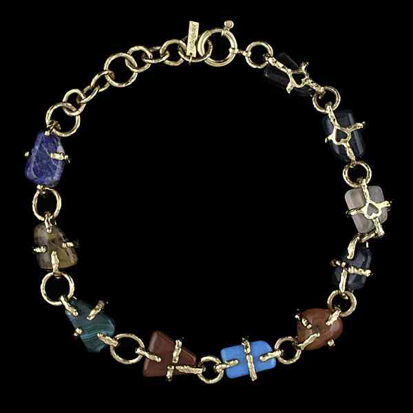 Appraisal: YSL Necklace of Semi-Precious Stones Yves Saint Laurent gold plated