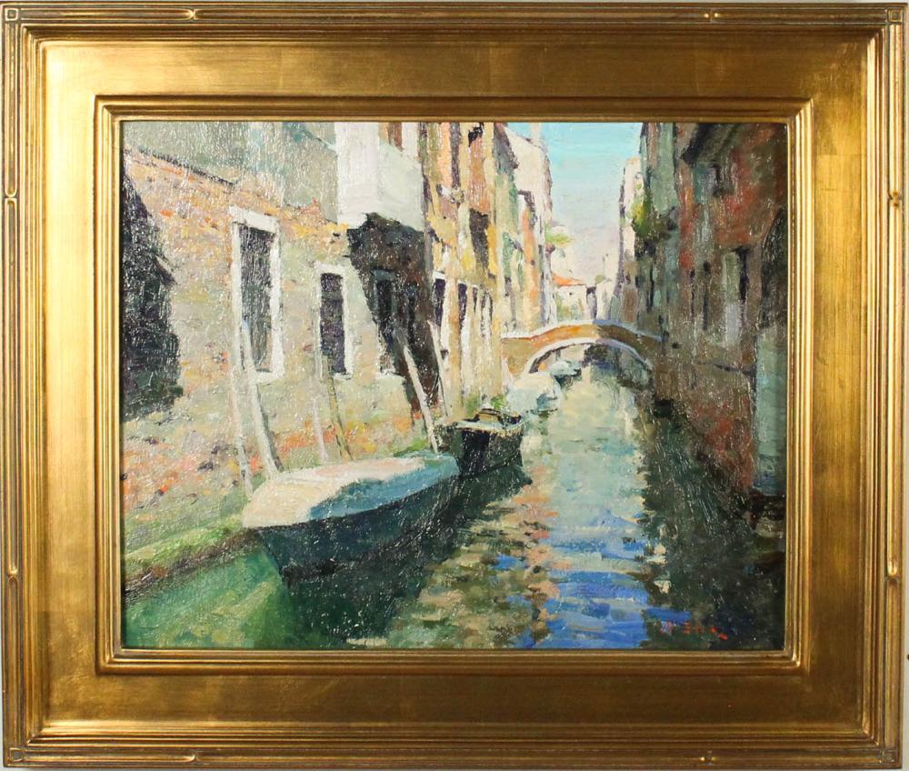 Appraisal: NICK STOQ United States st century oil on canvas Venice