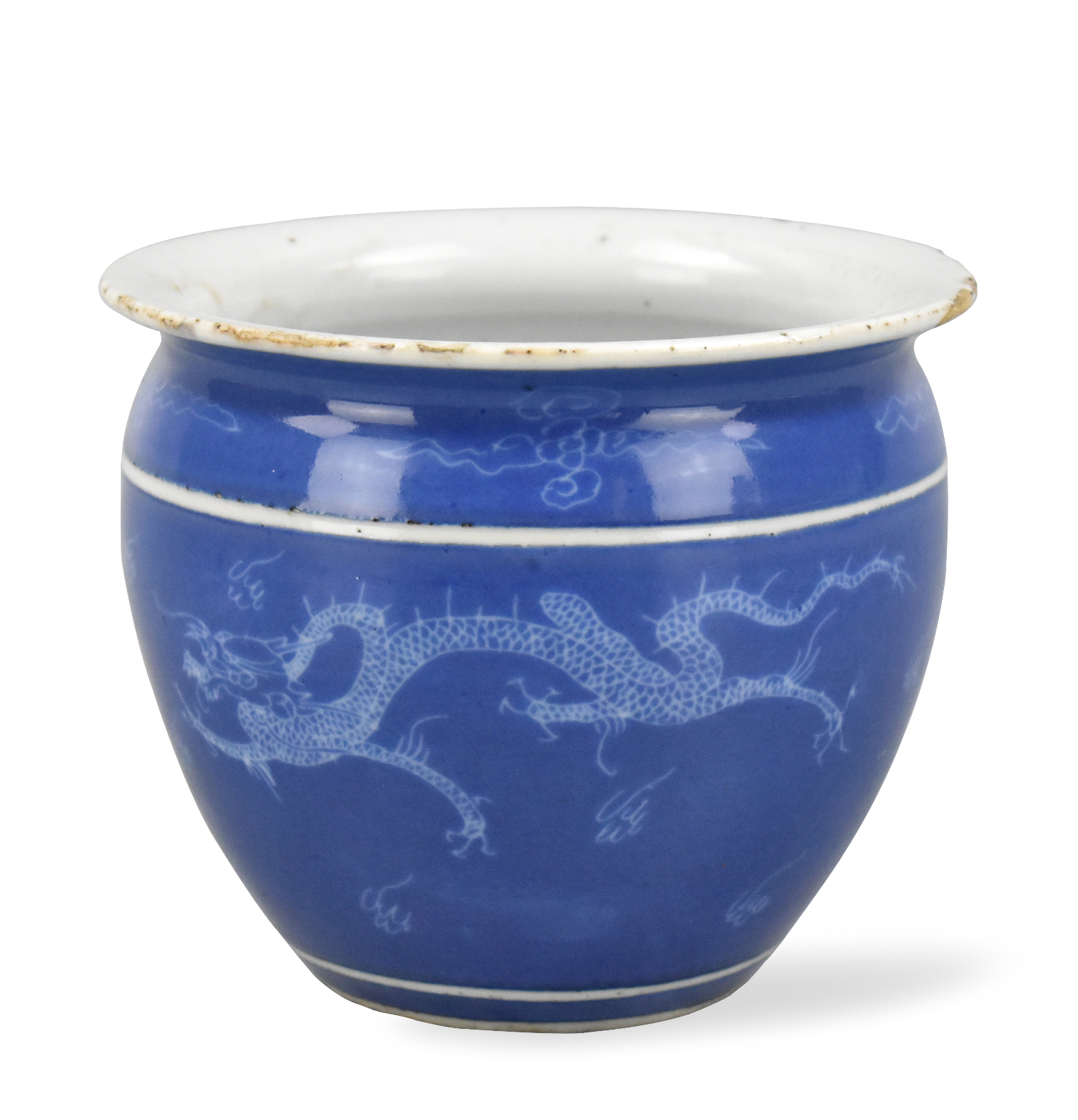 Appraisal: A Chinese blue glaze dragon waterpot dating from the Kangxi