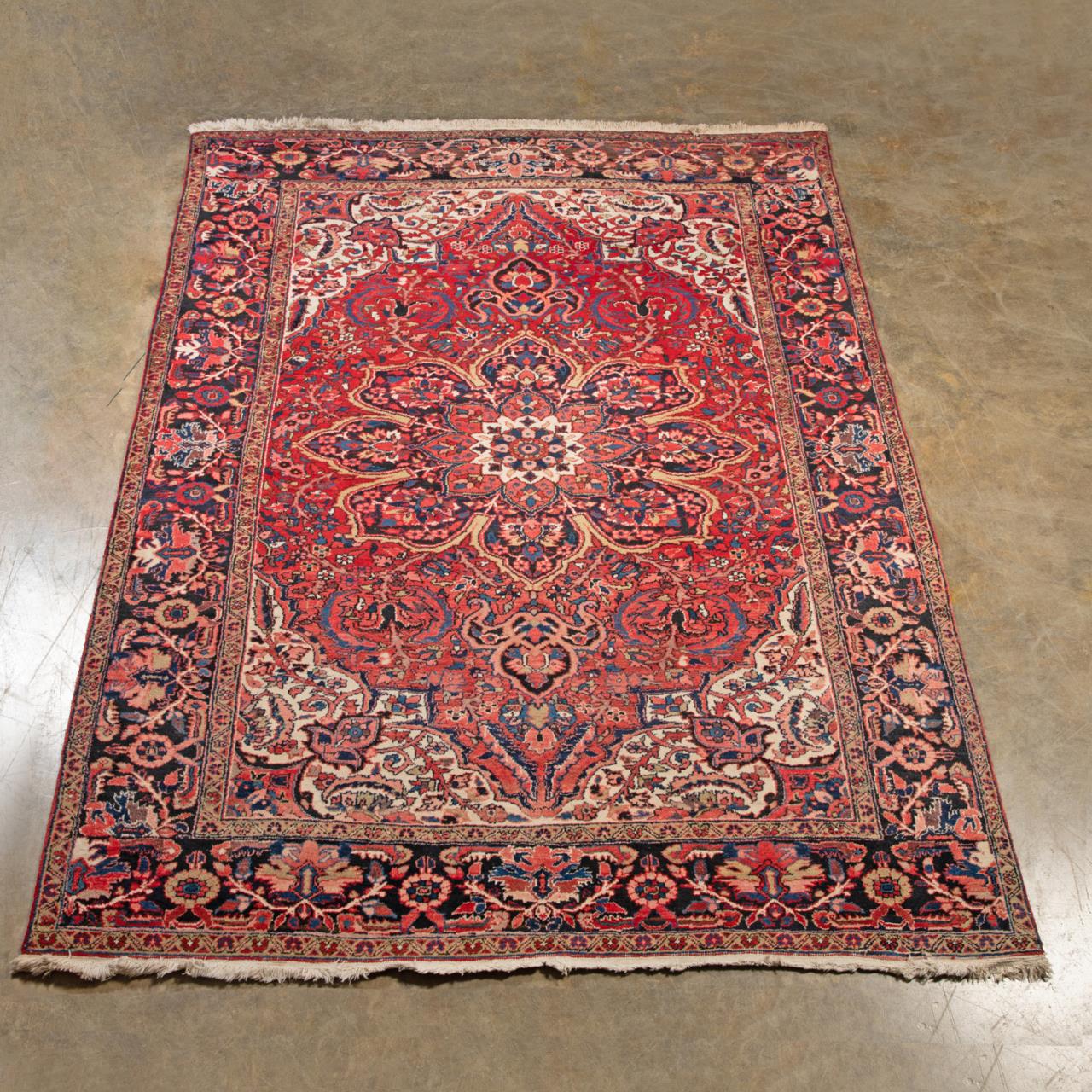 Appraisal: HAND KNOTTED WOOL PERSIAN BAKHTIARI RUG X Hand knotted wool