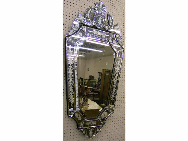 Appraisal: Etched decorator mirror ' tall x wide with applied mirrored