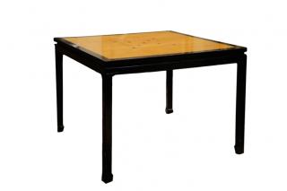 Appraisal: Black Lacquer Inlaid Breakfast or Card Table A contemporary black