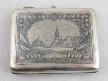 Appraisal: A Soviet Russian silver cigarette case with niello scene of