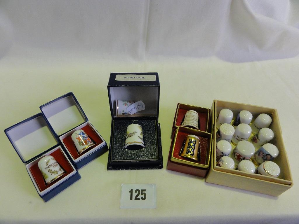 Appraisal: A collection of decorative thimbles including a boxed Royal Worcester