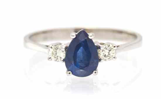 Appraisal: An Karat White Gold Sapphire and Diamond Ring containing one