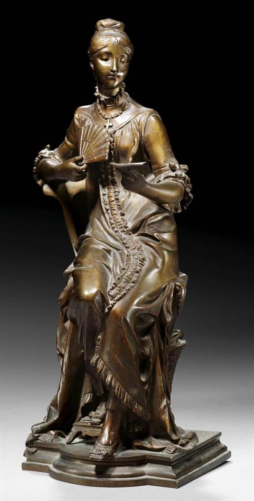 Appraisal: GAUDEZ A Adrien Etienne Gaudez - France circa Burnished bronze