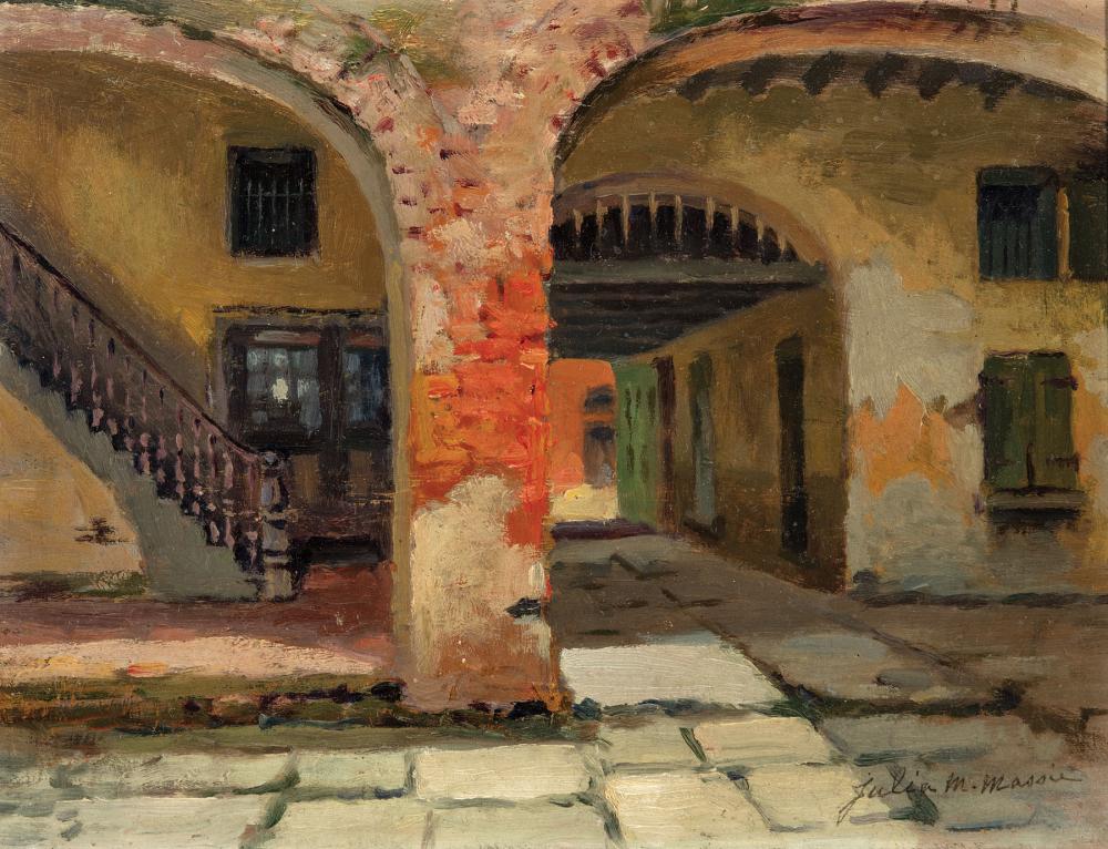 Appraisal: Julia M Massie American Louisiana - French Quarter Courtyard oil