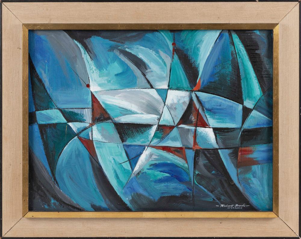 Appraisal: ROBERT BROOKS MASSACHUSETTS - ABSTRACT OF SAILS IN BLUES GREENS