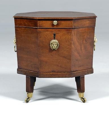 Appraisal: Regency mahogany cellaret octagonal case with hinged lid and felt-lined