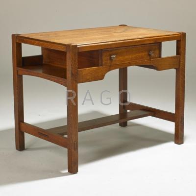 Appraisal: LIMBERT Single-drawer library table with integrated writing surface and inkwell