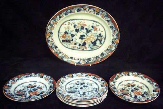 Appraisal: Five Davenport china plates decorated chrysanthemums and three other pieces