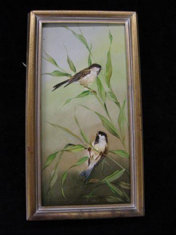 Appraisal: Mettlach Porcelain Plaque of Birds artist signed x excellent