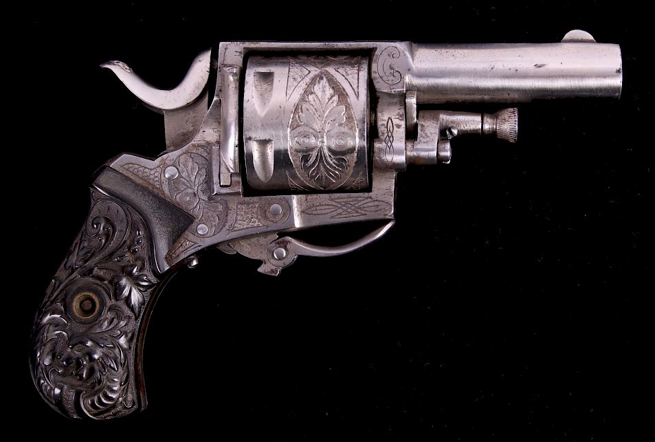 Appraisal: Engraved Belgian Proofed British Bulldog Revolver For your consideration is