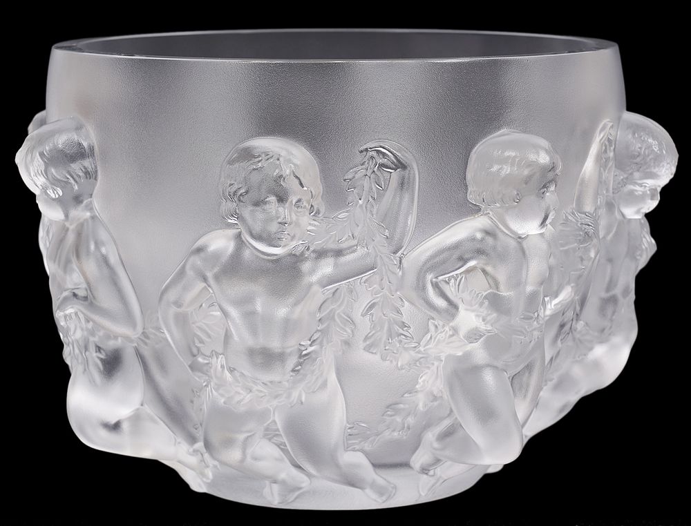 Appraisal: Lalique Frosted Crystal Luxembourg Cherub Bowl Lalique frosted crystal large