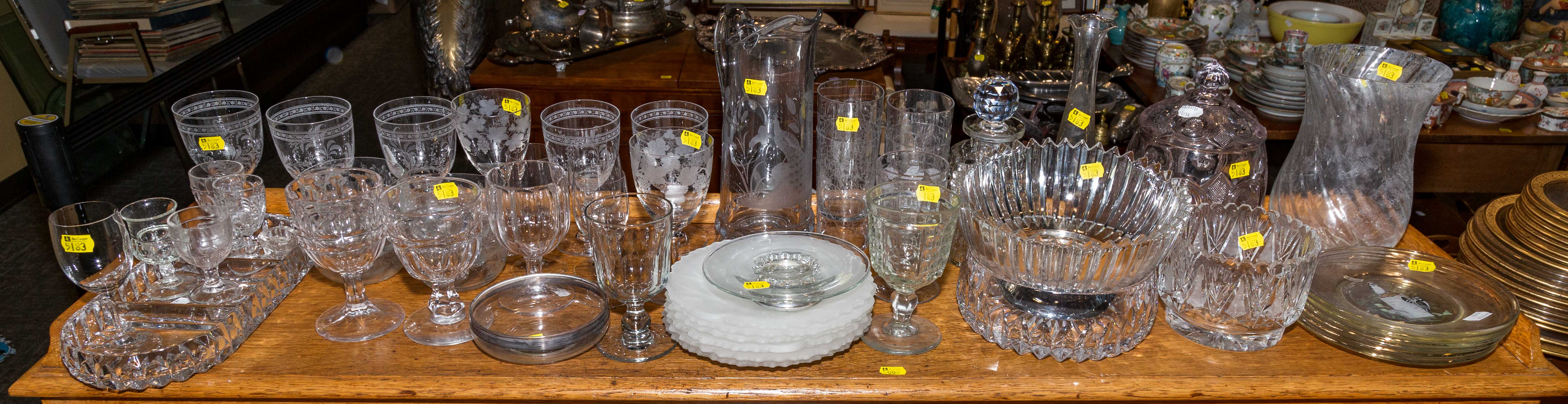 Appraisal: LARGE GROUP OF ASSORTED GLASSWARE Includes a decanter pitcher two