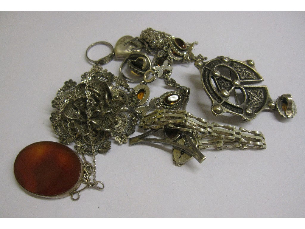 Appraisal: Lot comprising a silver marcasite and citrine set bracelet with