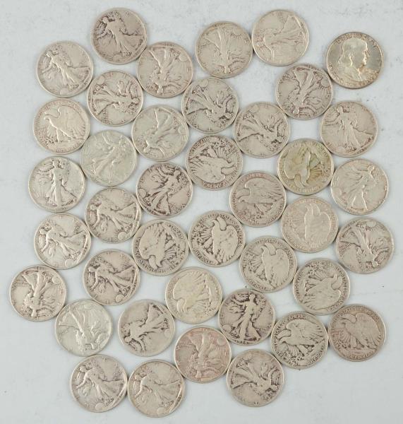 Appraisal: Lot of Walking Liberty Half Dollars One Franklin Face value