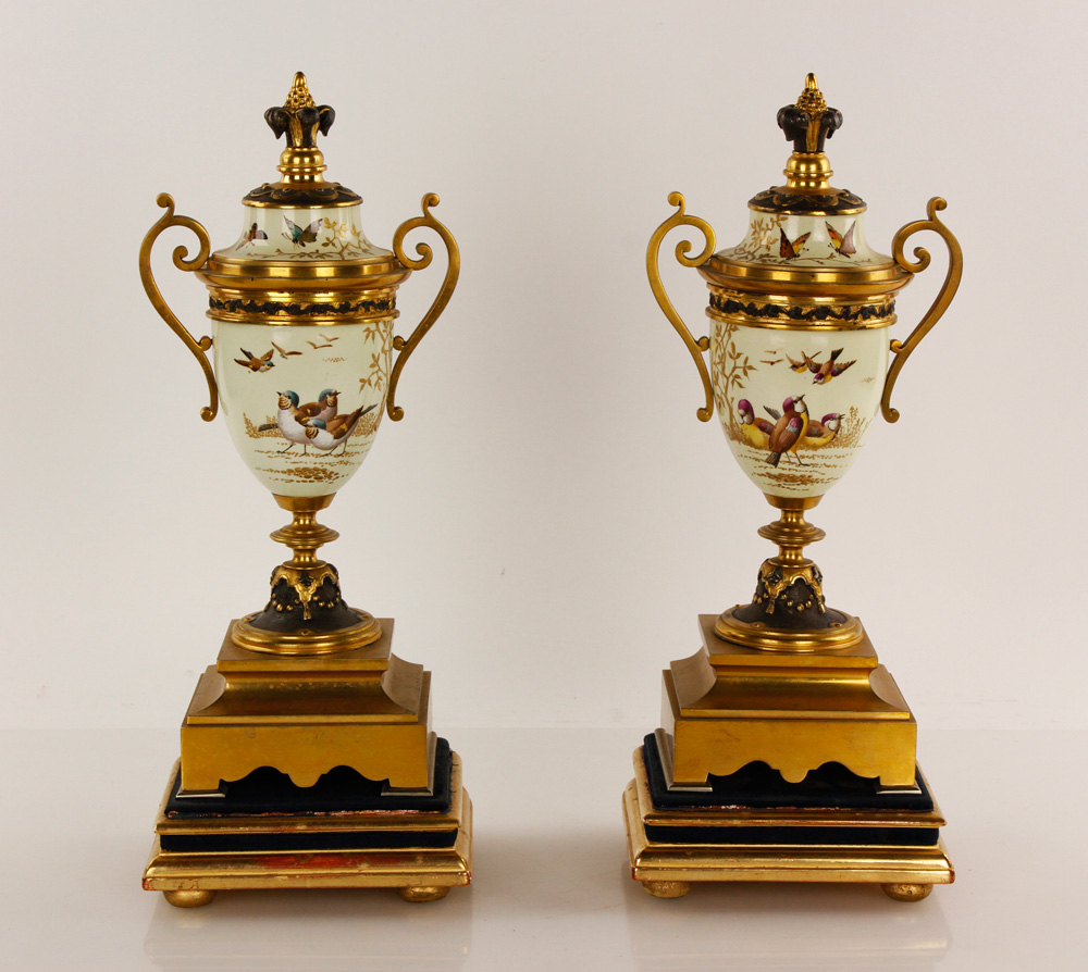 Appraisal: - Pair of th C French Urns Pair of th